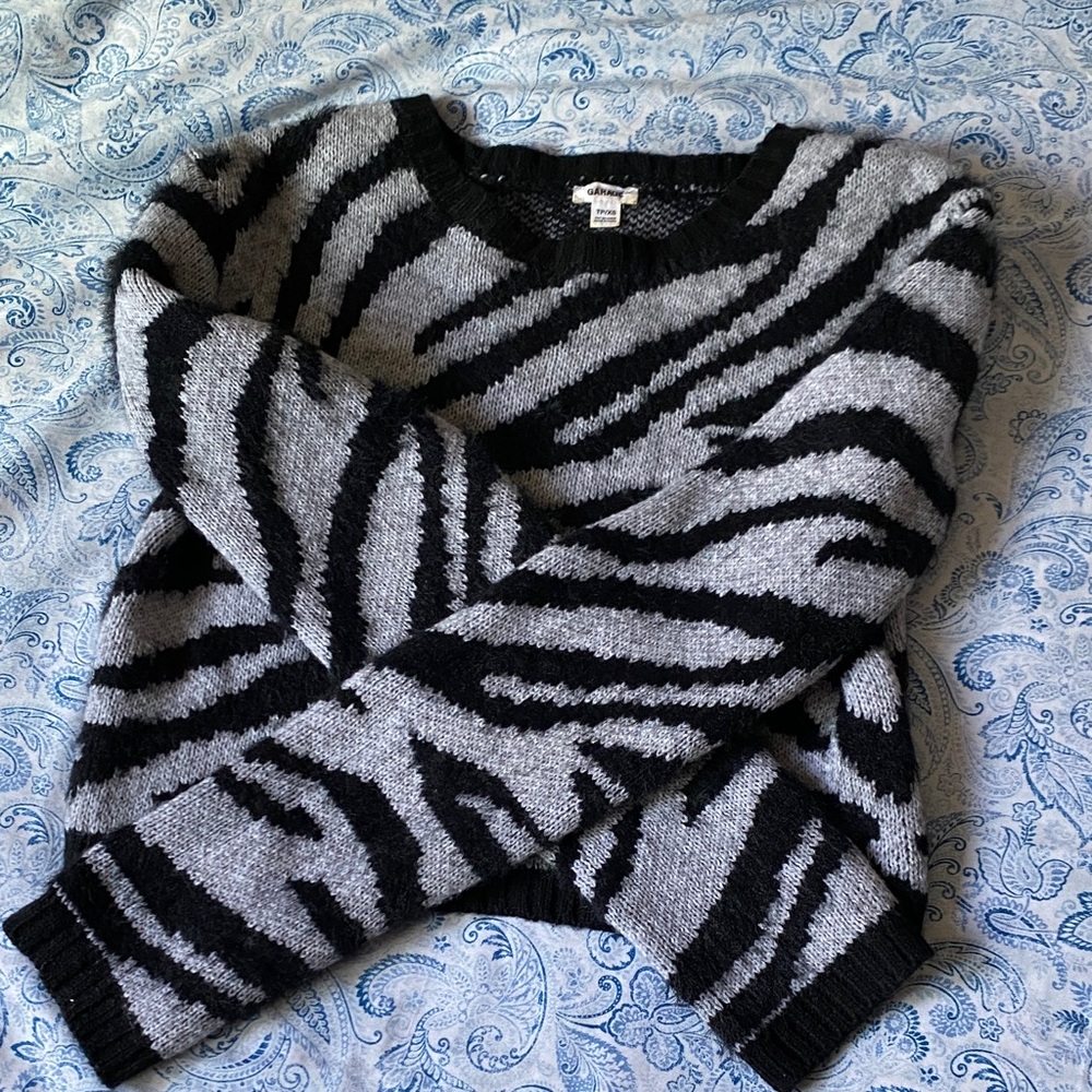 Garage Zebra Print Black and Gray Sweater